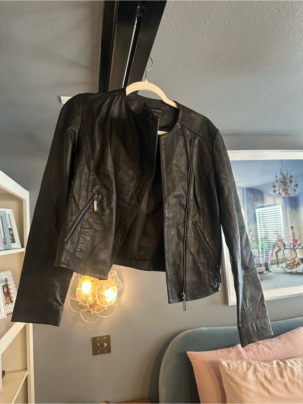 Halogen Black Leather Moto Jacket